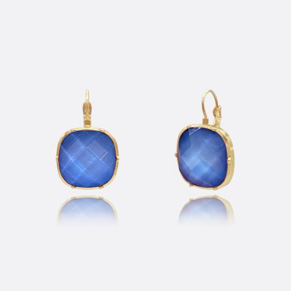 COLOR STONE OVAL DANGLE EARRING