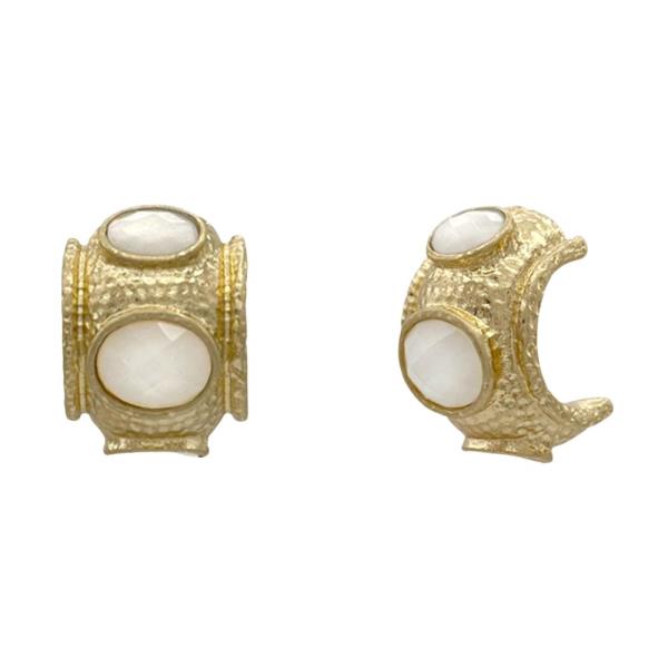 OVAL BEAD OPEN HOOP EARRING