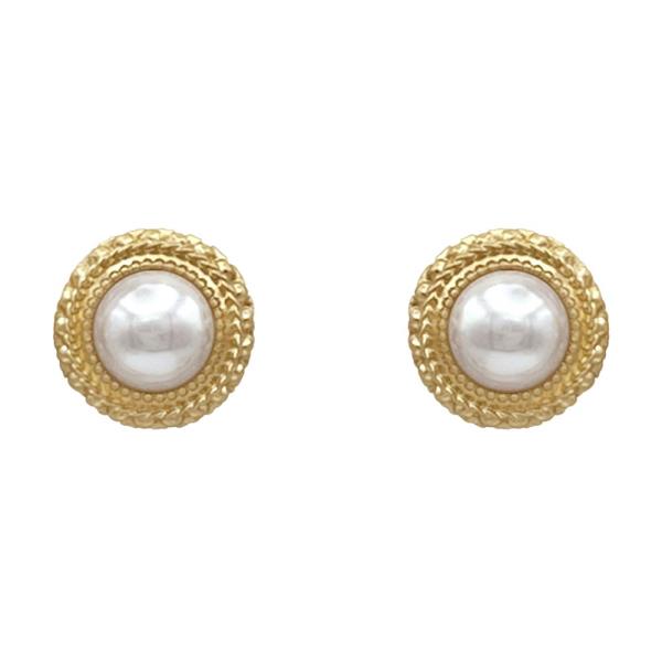 ROUND PEARL BEAD METAL EARRING
