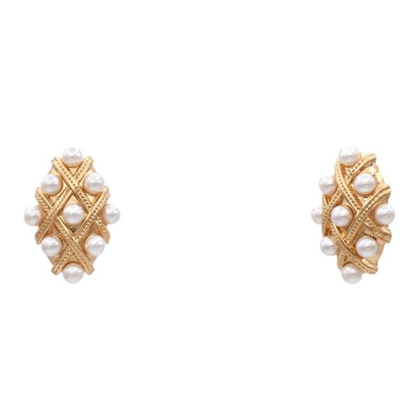 PEARL BEAD LINED METAL EARRING