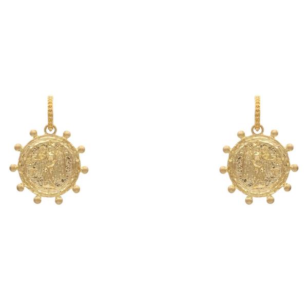 MEDALLION METAL DANGLE EARRING