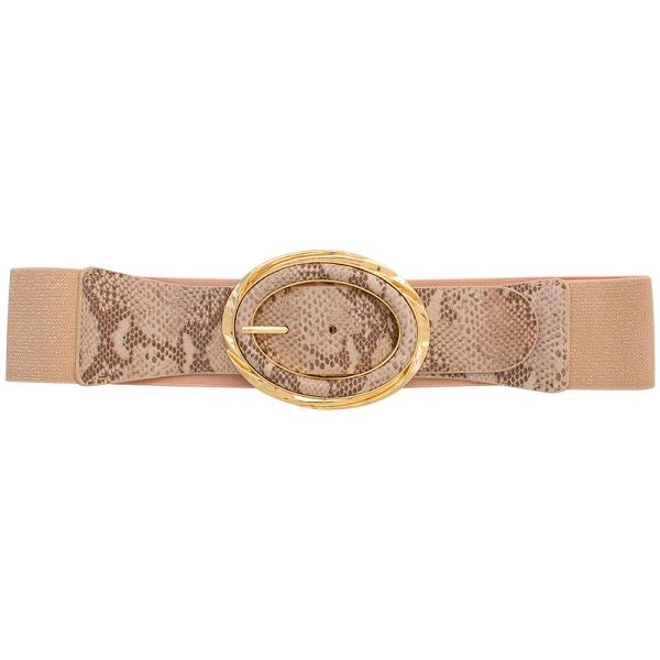 OVAL ANIMAL TEXTURE BUCKLE ELASTIC BELT