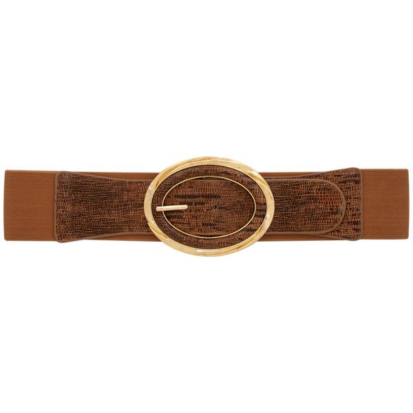 OVAL TEXTURED BUCKLE ELASTIC BELT