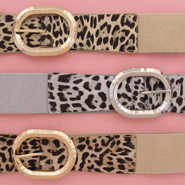 ANIMAL PRINT ROUND BUCKLE ELASTIC BELT