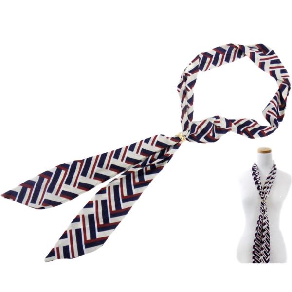 POLYESTER GEOMETRIC PATTERN METAL THIN SCARF