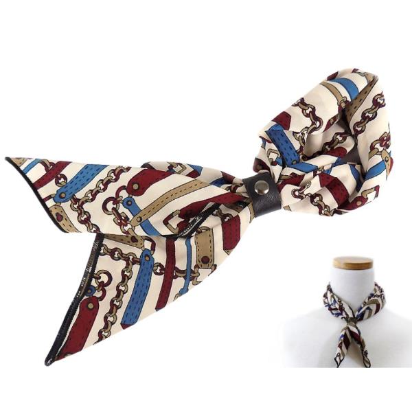CHAIN STRAP PRINT LEATHER LOOP BANDANA SCARF