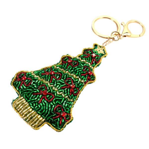 CHRISTMAS TREE WITH BOWS KEYCHAIN
