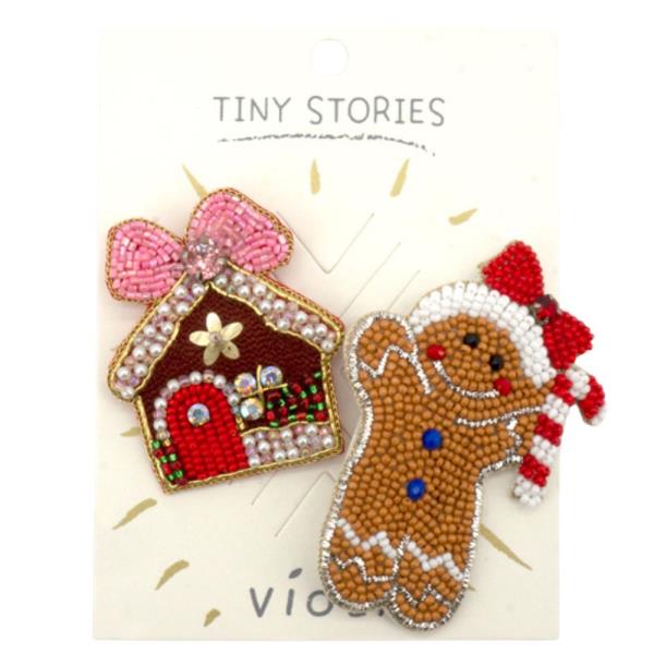 CHRISTMAS GINGERBREAD AND HOUSE PIN SET