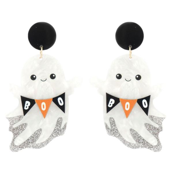 GHOST WITH BOO GLITTER EARRING