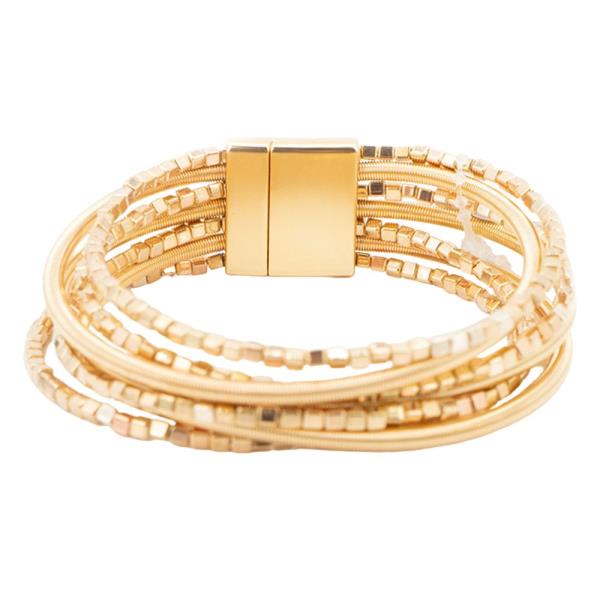 MULTI STRAND SQUARE BEAD MAGNETIC BRACELET