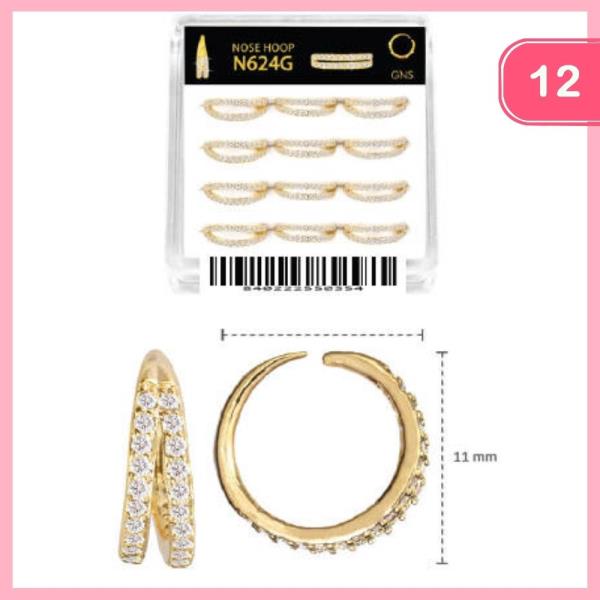 DOUBLE LAYERED RHINESTONE NOSE RING (12 UNITS)