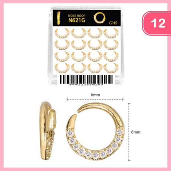 RHINESTONE NOSE HOOP RING (12UNITS)