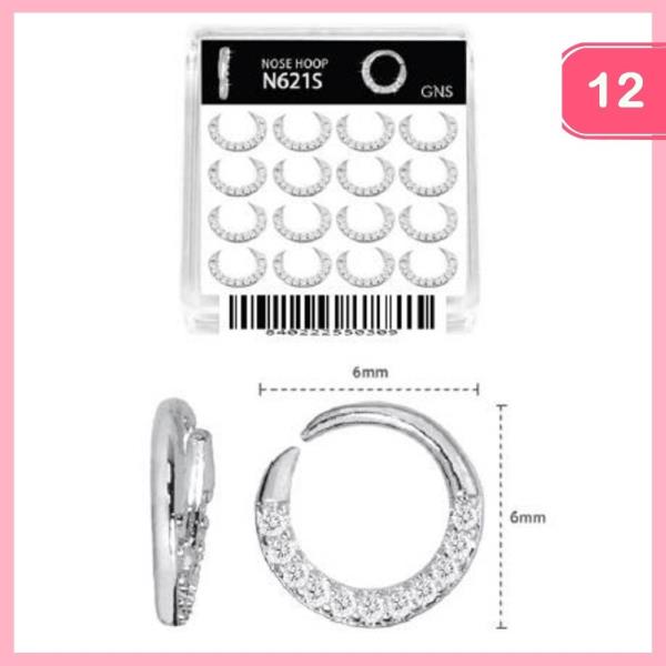 RHINESTONE NOSE HOOP RING (12UNITS)