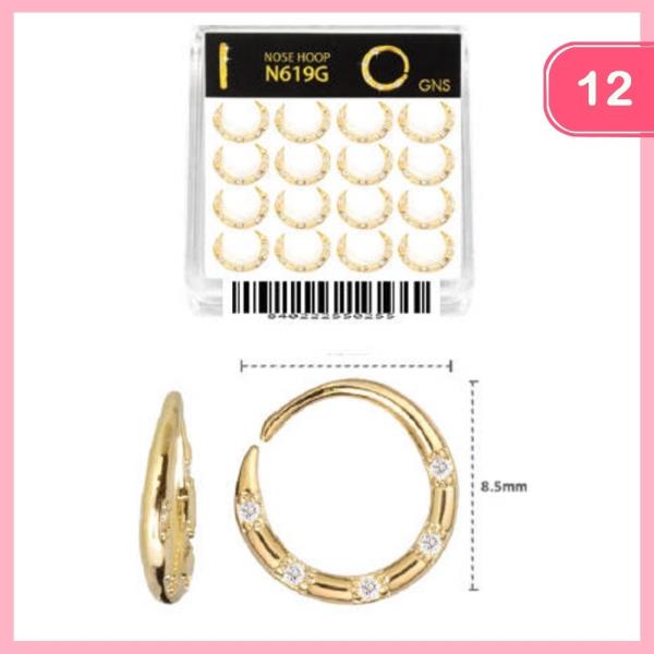 RHINESTONE NOSE HOOP RING 1 BOX