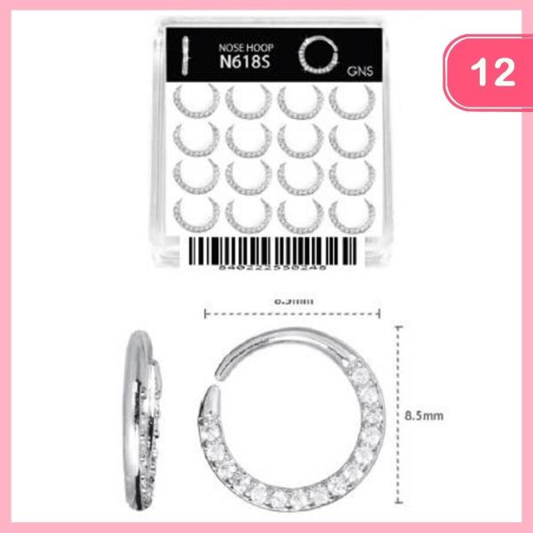 RHINESTONE NOSE HOOP RING 1 BOX