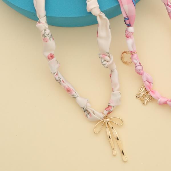 BOW PENDANT FABRIC NECKLACE