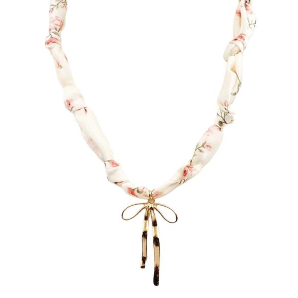 BOW PENDANT FABRIC NECKLACE