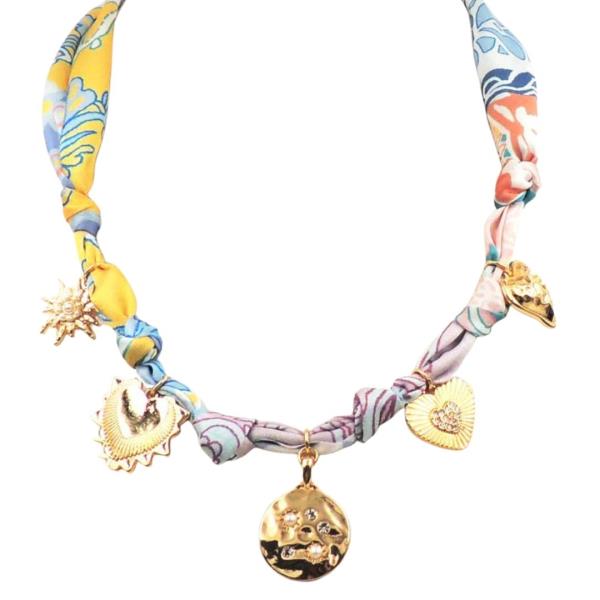 FABRIC HEART MIX CHARM NECKLACE