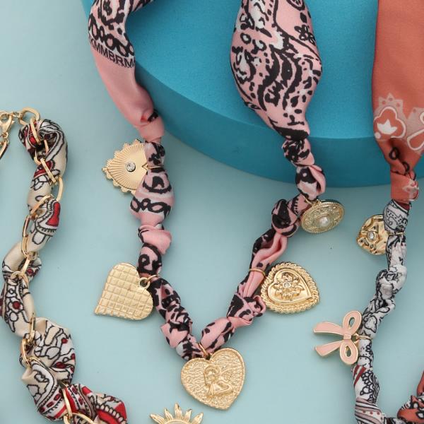 FABRIC HEART CHARM NECKLACE