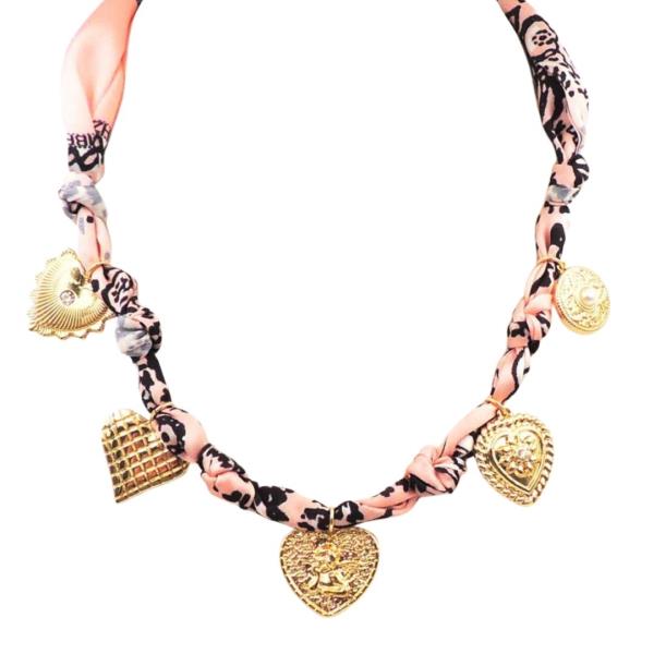 FABRIC HEART CHARM NECKLACE