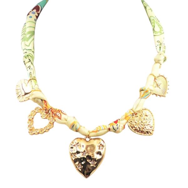 FABRIC HEART CHARM NECKLACE