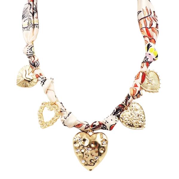 FABRIC HEART CHARM NECKLACE