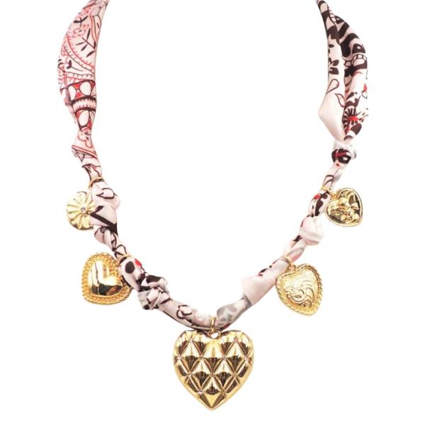 FABRIC HEART CHARM NECKLACE
