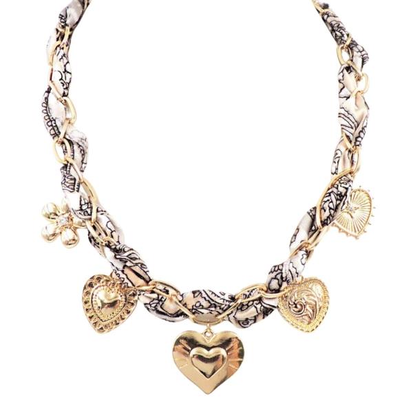 FABRIC HEART STATEMENT CHARM NK