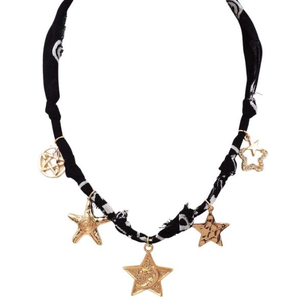FABRIC STAR MULTI CHARM NECKLACE