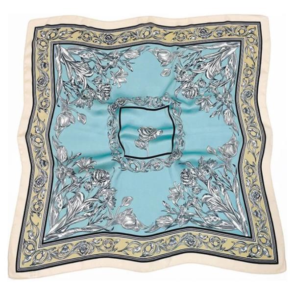 TULIP BLOOM SQUARE SCARF FLORAL SILK STYLE NECKERCHIEF