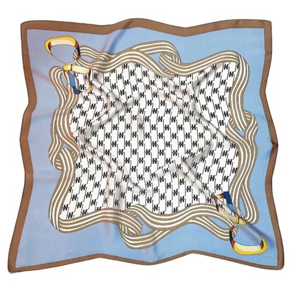 BLUE HARNESS HOUNDSTOOTH LUXE SILKY SCARF