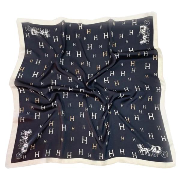 H PATTERN SILKY BANDANA SQUARE SCARF