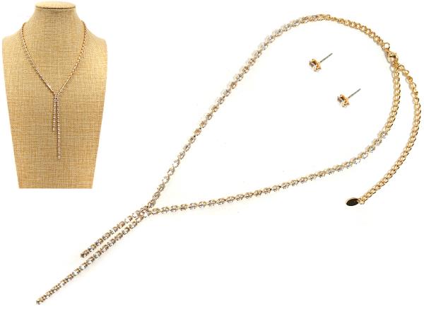 RHINESTONE Y SHAPE METAL NECKLACE