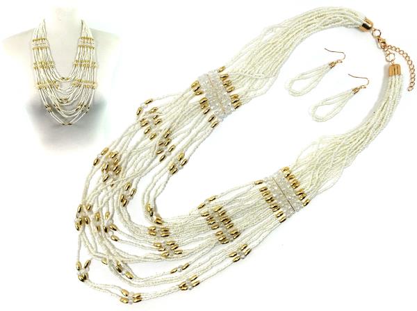 SEED BEAD GLASS BEAD STATEMENT NECKLACE