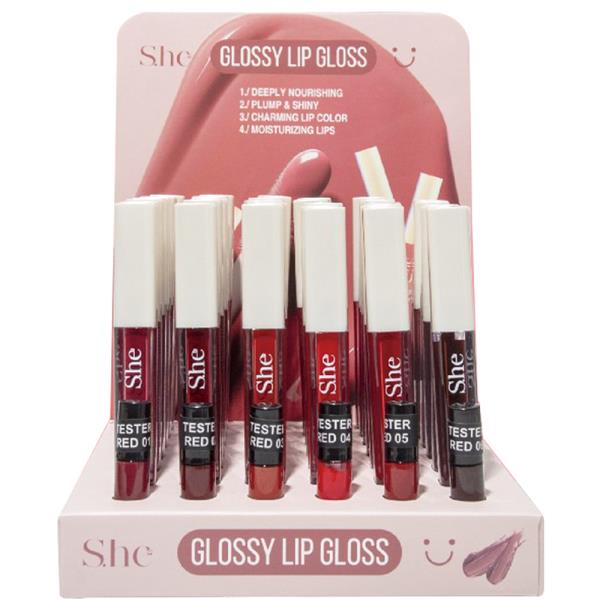 SHE MAKEUP GLOSSY LIP GLOSS (36 UNITS)