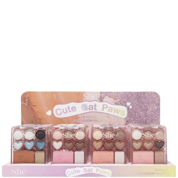 SHE MAKEUP CUTE CAT PAWS MIX PALETTE (24 UNITS)