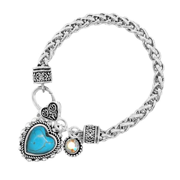 HEART CHARM METAL BRACELET