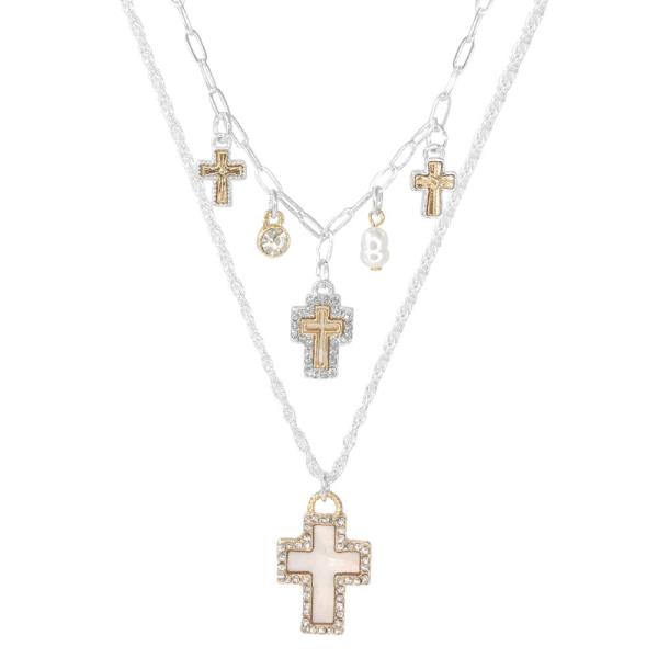 CROSS MULTI CHARM LAYERED NECKLACE