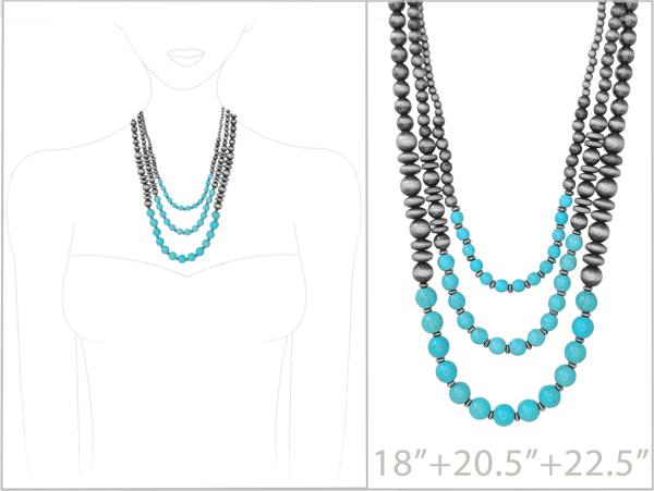 TURQUOISE BEADED LAYERED NECKLACE