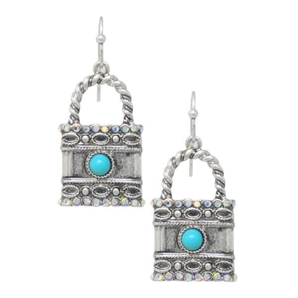 LOCK METAL DANGLE EARRING