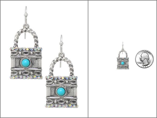 LOCK METAL DANGLE EARRING