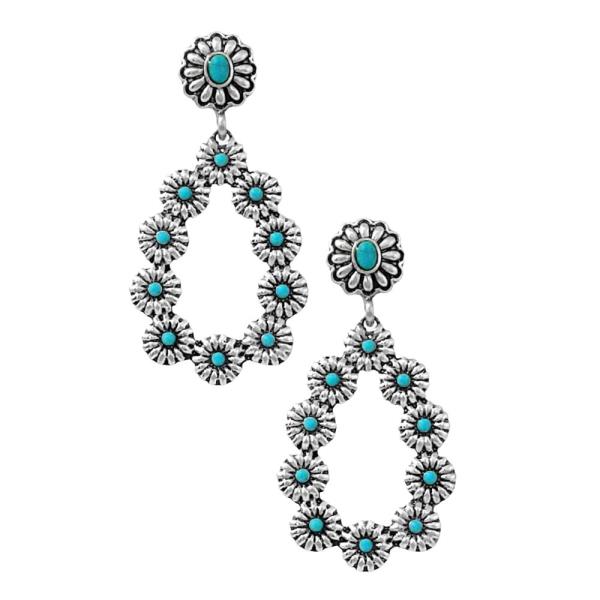 WESTERN FLOWER TEARDROP DANGLE EARRING