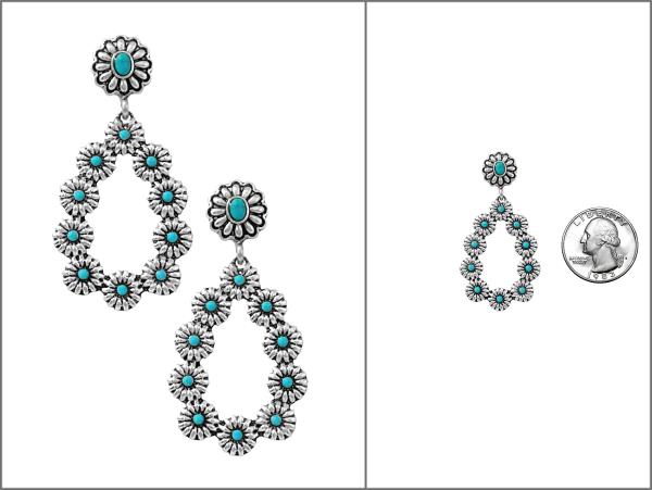 WESTERN FLOWER TEARDROP DANGLE EARRING