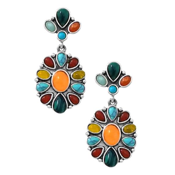 WESTERN STYLE CONHO BEADED DANGLE EARRING