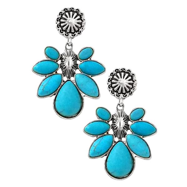 WESTERN STYLE TURQUOISE BEAD DANGLE EARRING