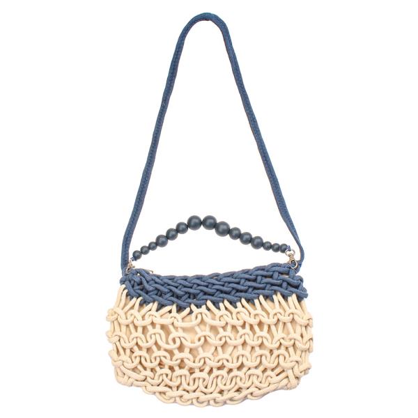 WOVEN CROCHET NET CROSS BODY BAG