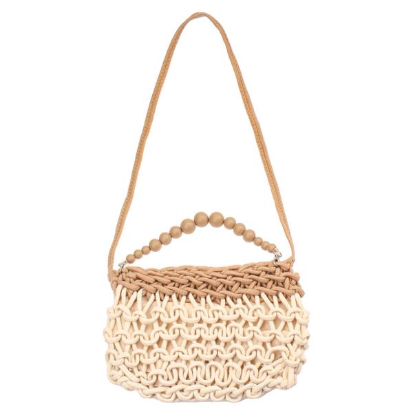WOVEN CROCHET NET CROSS BODY BAG