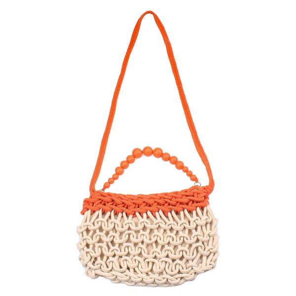 WOVEN CROCHET NET CROSS BODY BAG