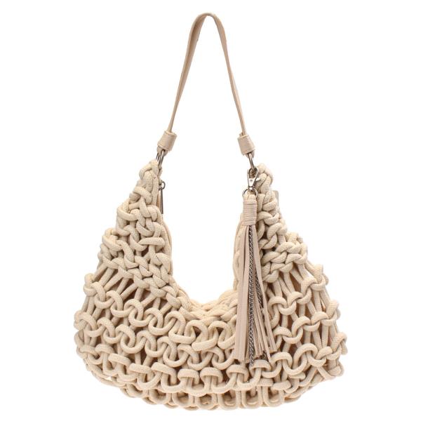 WOVEN CROCHET NET SHOULDER BAG