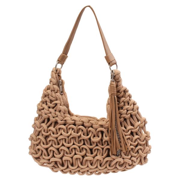 WOVEN CROCHET NET SHOULDER BAG